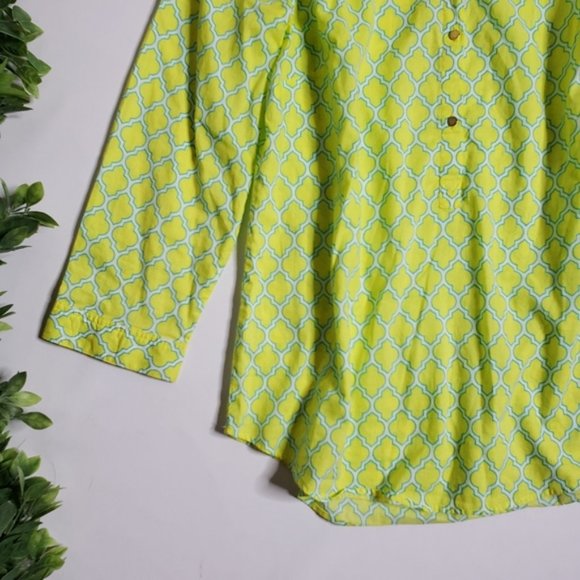 LANDS' END Geometric Print Popover Blouse - Picture 4 of 6